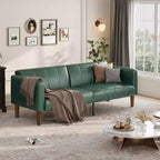 Canapé-lit futon 75 po, convertible, en similicuir, petit canapé, causeuse, canapé de style moderne du milieu du siècle pour salon et chambre à coucher
