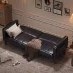 Canapé-lit futon 75 po, convertible, en similicuir, petit canapé, causeuse, canapé de style moderne du milieu du siècle pour salon et chambre à coucher
