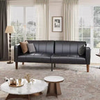 Canapé-lit futon 75 po, convertible, en similicuir, petit canapé, causeuse, canapé de style moderne du milieu du siècle pour salon et chambre à coucher