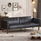 Canapé-lit futon 75 po, convertible, en similicuir, petit canapé, causeuse, canapé de style moderne du milieu du siècle pour salon et chambre à coucher