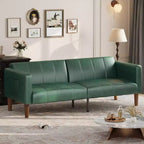 Canapé-lit futon 75 po, convertible, en similicuir, petit canapé, causeuse, canapé de style moderne du milieu du siècle pour salon et chambre à coucher
