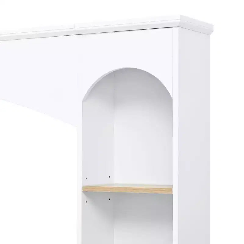 Meuble TV Whisen 91, meuble de rangement mural arqué, meuble TV de style ferme avec étagères, grain de bois pour téléviseurs jusqu'à 70 pouces