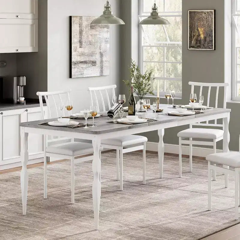 Table de salle à manger rectangulaire pour 6 personnes, 78,8 pouces, style rustique et campagnard, longue table de cuisine en bois, table de dînette et de dîner pour fêtes, grande famille