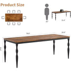Table de salle à manger rectangulaire pour 6 personnes, 78,8 pouces, style rustique et campagnard, longue table de cuisine en bois, table de dînette et de dîner pour fêtes, grande famille