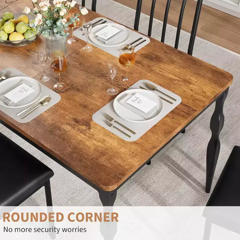 Table de salle à manger rectangulaire pour 6 personnes, 78,8 pouces, style rustique et campagnard, longue table de cuisine en bois, table de dînette et de dîner pour fêtes, grande famille