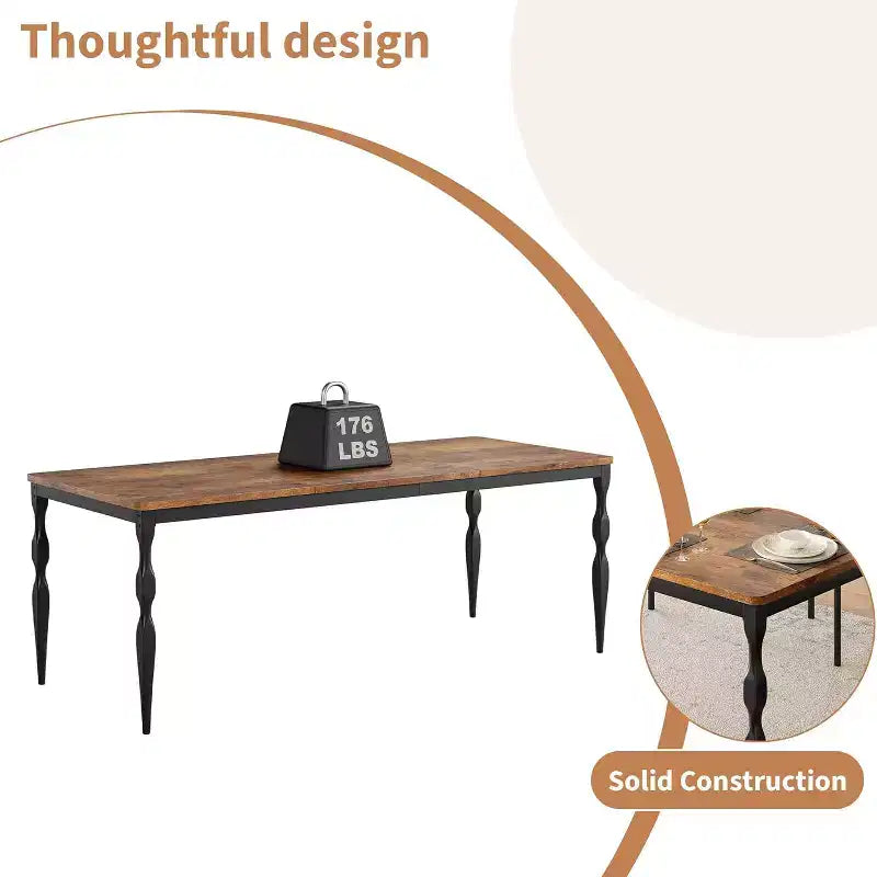 Table de salle à manger rectangulaire pour 6 personnes, 78,8 pouces, style rustique et campagnard, longue table de cuisine en bois, table de dînette et de dîner pour fêtes, grande famille
