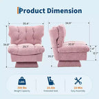 Fauteuil pivotant à 360° - Fauteuil de lecture moderne avec coussin épais et tissu chenille douillet | Fauteuil rembourré pour salon, chambre à coucher
