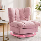 Fauteuil pivotant à 360° - Fauteuil de lecture moderne avec coussin épais et tissu chenille douillet | Fauteuil rembourré pour salon, chambre à coucher
