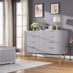 Commode à 8 tiroirs pour chambre à coucher, 140 cm de large, en bois moderne, design anti-basculement, organisateur de rangement robuste pour salon, entrée, chambre d'enfants