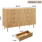 Commode à 8 tiroirs pour chambre à coucher, 140 cm de large, en bois moderne, design anti-basculement, organisateur de rangement robuste pour salon, entrée, chambre d'enfants