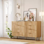 Commode à 8 tiroirs pour chambre à coucher, 140 cm de large, en bois moderne, design anti-basculement, organisateur de rangement robuste pour salon, entrée, chambre d'enfants