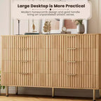Commode à 8 tiroirs pour chambre à coucher, 140 cm de large, en bois moderne, design anti-basculement, organisateur de rangement robuste pour salon, entrée, chambre d'enfants