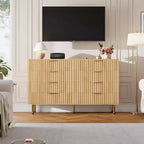 Commode à 8 tiroirs pour chambre à coucher, 140 cm de large, en bois moderne, design anti-basculement, organisateur de rangement robuste pour salon, entrée, chambre d'enfants