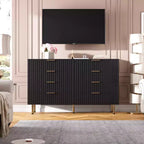Commode à 8 tiroirs pour chambre à coucher, 140 cm de large, en bois moderne, design anti-basculement, organisateur de rangement robuste pour salon, entrée, chambre d'enfants