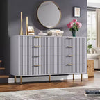 Commode à 8 tiroirs pour chambre à coucher, 140 cm de large, en bois moderne, design anti-basculement, organisateur de rangement robuste pour salon, entrée, chambre d'enfants
