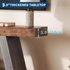 Console avec étagère ouverte, table de canapé en bois à 2 niveaux pour entrée, couloir et salon - Meuble d'entrée au design trapézoïdal