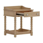 Table de chevet rétro avec tiroir et étagère ouverte, table de chevet avec pieds tournés et poignée en métal, table d'appoint pour chambre à coucher