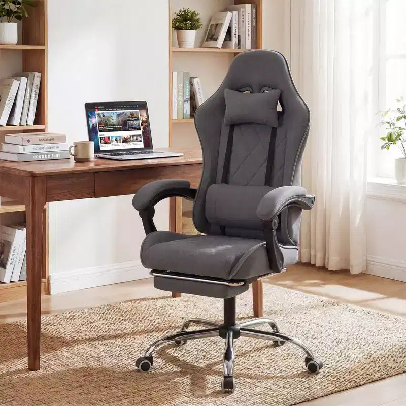 Chaise de jeu Costway avec appui-tête, support lombaire, accoudoirs liés, dossier inclinable