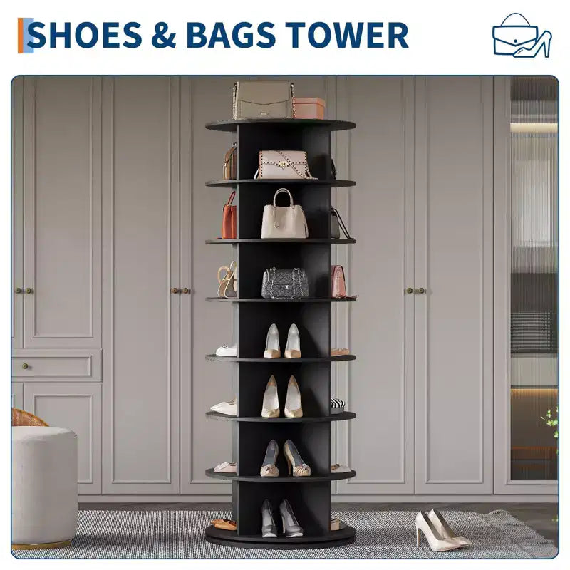 Tour à Chaussures, Organiseur de Chaussures Rotatif sur Pied, Présentoir à Chaussures Vertical Rotatif, Rangement à Chaussures Carrousel Rond, Organisation de Placard à Chaussures