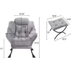 Fauteuil de relaxation COZONY avec pouf, chaise d'appoint moderne avec repose-pieds et poche latérale pour salon, chambre, dortoir, bureau