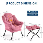 Fauteuil de relaxation COZONY avec pouf, chaise d'appoint moderne avec repose-pieds et poche latérale pour salon, chambre, dortoir, bureau