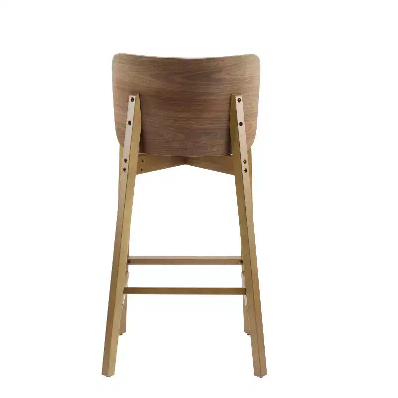 Lot de 2 tabourets de bar en bois, tabourets de comptoir, cadre en bois d'hévéa avec dossier ergonomique incurvé pour îlot de cuisine, bar à domicile, noyer - ModernLuxe