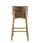 Lot de 2 tabourets de bar en bois, tabourets de comptoir, cadre en bois d'hévéa avec dossier ergonomique incurvé pour îlot de cuisine, bar à domicile, noyer - ModernLuxe