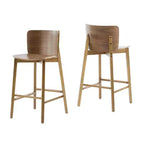 Lot de 2 tabourets de bar en bois, tabourets de comptoir, cadre en bois d'hévéa avec dossier ergonomique incurvé pour îlot de cuisine, bar à domicile, noyer - ModernLuxe