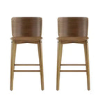 Lot de 2 tabourets de bar en bois, tabourets de comptoir, cadre en bois d'hévéa avec dossier ergonomique incurvé pour îlot de cuisine, bar à domicile, noyer - ModernLuxe