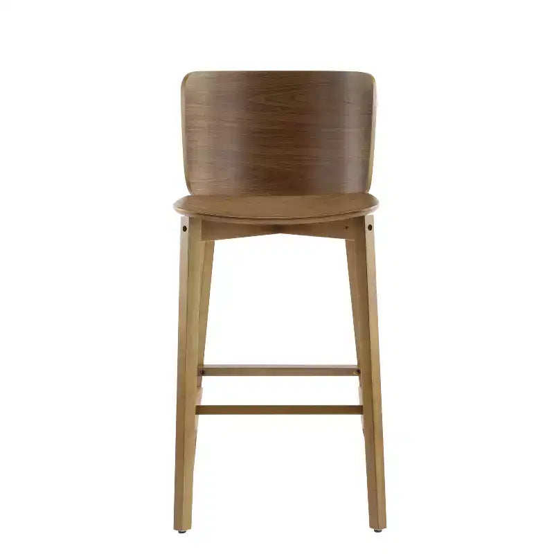 Lot de 2 tabourets de bar en bois, tabourets de comptoir, cadre en bois d'hévéa avec dossier ergonomique incurvé pour îlot de cuisine, bar à domicile, noyer - ModernLuxe