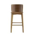 Lot de 2 tabourets de bar en bois, tabourets de comptoir, cadre en bois d'hévéa avec dossier ergonomique incurvé pour îlot de cuisine, bar à domicile, noyer - ModernLuxe
