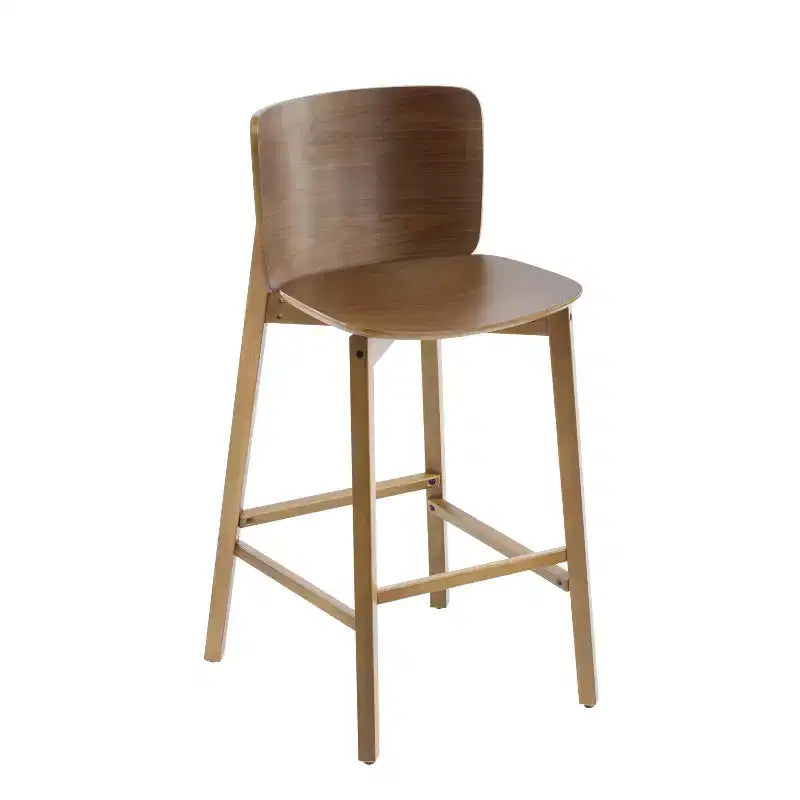 Lot de 2 tabourets de bar en bois, tabourets de comptoir, cadre en bois d'hévéa avec dossier ergonomique incurvé pour îlot de cuisine, bar à domicile, noyer - ModernLuxe