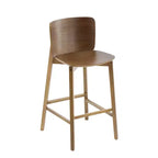 Lot de 2 tabourets de bar en bois, tabourets de comptoir, cadre en bois d'hévéa avec dossier ergonomique incurvé pour îlot de cuisine, bar à domicile, noyer - ModernLuxe