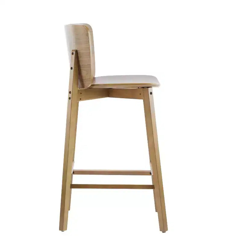 Lot de 2 tabourets de bar en bois, tabourets de comptoir, cadre en bois d'hévéa avec dossier ergonomique incurvé pour îlot de cuisine, bar à domicile, noyer - ModernLuxe