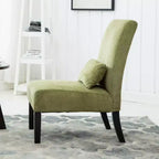 Fauteuil d'appoint moderne sans accoudoirs en tissu chenille avec oreiller, pieds en bois massif, chaise d'appoint à assise profonde pour le salon, la chambre ou le bureau - Panipeachy