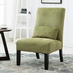 Fauteuil d'appoint moderne sans accoudoirs en tissu chenille avec oreiller, pieds en bois massif, chaise d'appoint à assise profonde pour le salon, la chambre ou le bureau - Panipeachy