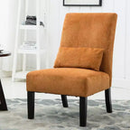 Fauteuil d'appoint moderne sans accoudoirs en tissu chenille avec oreiller, pieds en bois massif, chaise d'appoint à assise profonde pour le salon, la chambre ou le bureau - Panipeachy