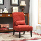 Fauteuil d'appoint moderne sans accoudoirs en tissu chenille avec oreiller, pieds en bois massif, chaise d'appoint à assise profonde pour le salon, la chambre ou le bureau - Panipeachy