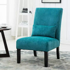 Fauteuil d'appoint moderne sans accoudoirs en tissu chenille avec oreiller, pieds en bois massif, chaise d'appoint à assise profonde pour le salon, la chambre ou le bureau - Panipeachy