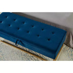 MAYEERTY 58.6 Banc de rangement, banc rembourré avec base en métal pour chambre à coucher, salon, couloir bleu