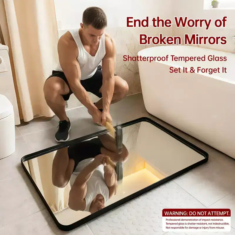 SUMERAIN Miroir de salle de bain, 40x30 avec cadre noir, Verre trempé pour entrée, salon