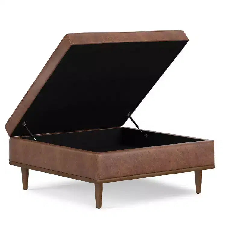 Pearl Pouf/Table Basse Carrée Transitionnelle Contemporaine de 38 Pouces de Large