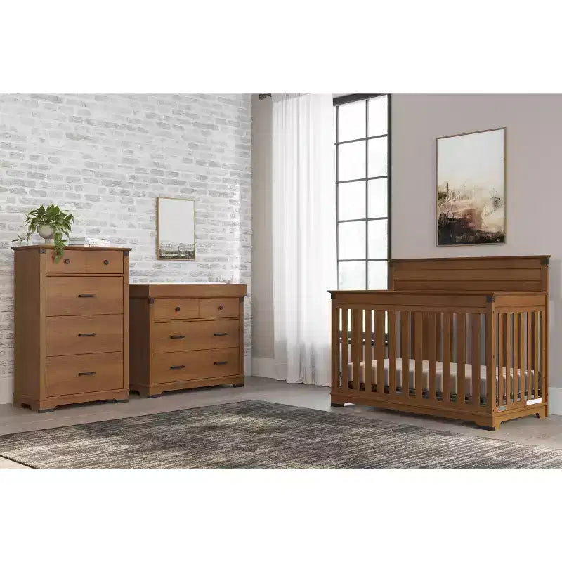 Child Craft Redmond Ensemble 4 pièces pour Chambre d'enfant : Lit bébé à panneaux, Commode à langer et Commode de rangement