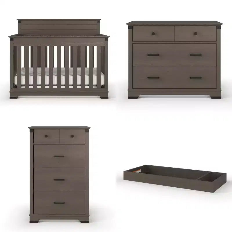 Child Craft Redmond Ensemble 4 pièces pour Chambre d'enfant : Lit bébé à panneaux, Commode à langer et Commode de rangement