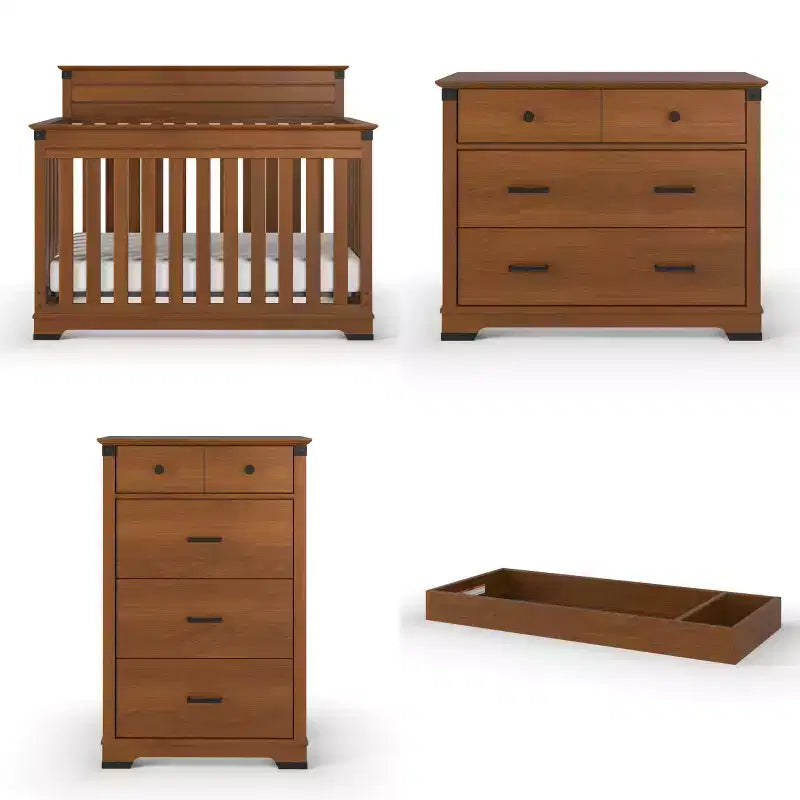 Child Craft Redmond Ensemble 4 pièces pour Chambre d'enfant : Lit bébé à panneaux, Commode à langer et Commode de rangement