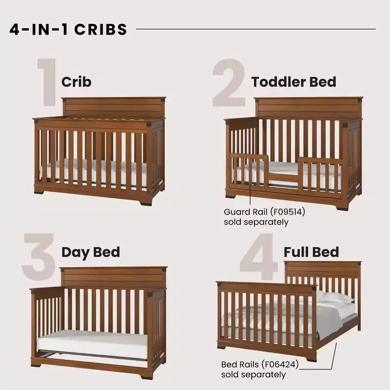 Child Craft Redmond Ensemble 4 pièces pour Chambre d'enfant : Lit bébé à panneaux, Commode à langer et Commode de rangement