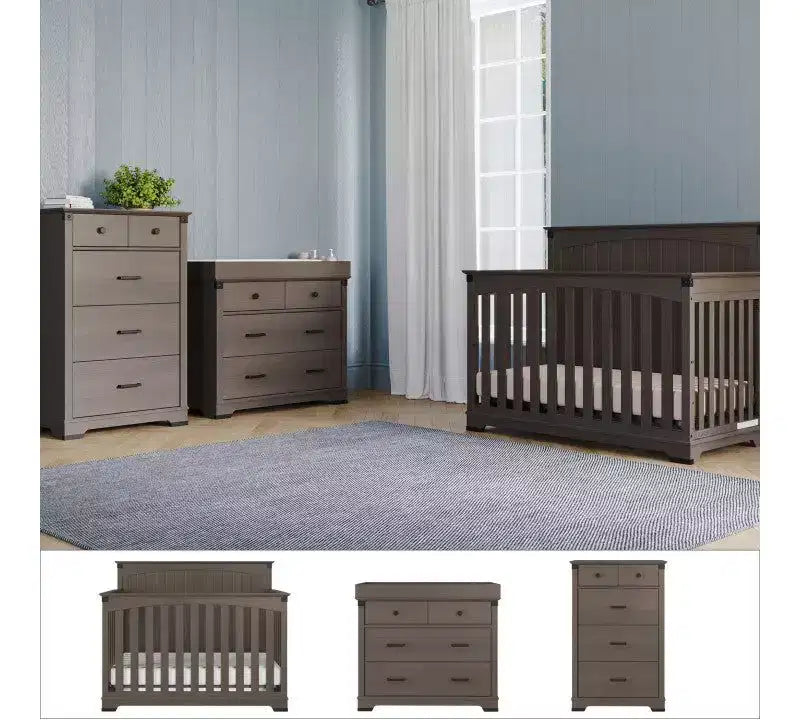 Child Craft Redmond Ensemble 4 pièces pour Chambre d'enfant : Lit bébé à panneaux, Commode à langer et Commode de rangement