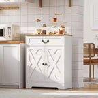 Meuble de Rangement Buffet de Ferme - Bahut avec 2 Portes, Tiroir et Étagère Ajustable, Meuble Blanc pour Cuisine, Salon