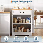 Meuble de Rangement Buffet de Ferme - Bahut avec 2 Portes, Tiroir et Étagère Ajustable, Meuble Blanc pour Cuisine, Salon