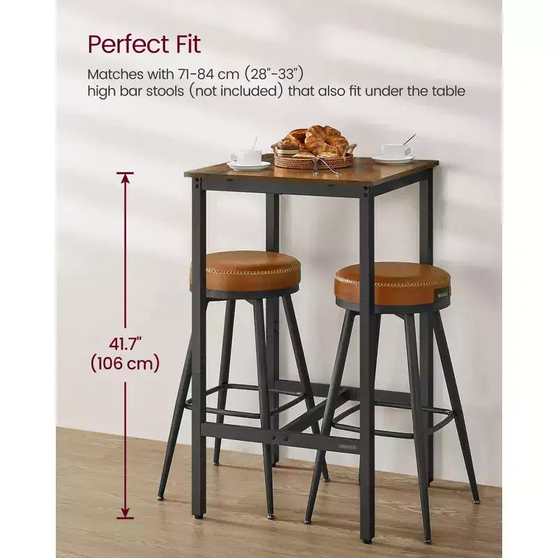 Table de bar VASAGLE, petite table de cuisine haute pour manger, pub, cocktail, cadre métallique robuste, pour espaces étroits, facile à assembler
